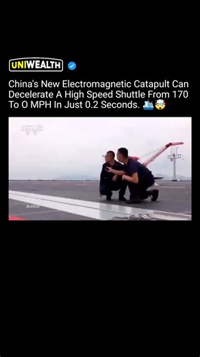 Wealth | Business | Technology on Instagram: "Most machines are designed to create motion. This one is designed to absorb it with bone-crushing force. 🤯✈️ You are watching China's new Electromagnetic Arresting Gear, a system that can decelerate a 30-ton fighter jet from 170 mph to a dead stop in just 0.2 seconds. Unlike traditional hydraulic systems, this technology uses a precisely controlled electromagnetic field to provide consistent and smooth deceleration, dramatically reducing the stress 