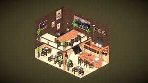 Isometric Cozy Cafe - Download Free 3D model by will.nsq