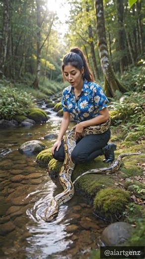 Python bath time #snake #nature #petsnake #pets #ai #aiartgenz #entertainment #wildlife #fish
