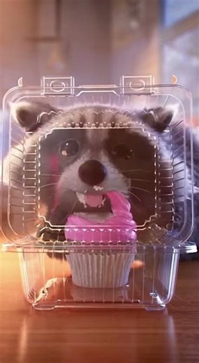 El mapache ladrón de cupcakes… y la caja lo delató 😭🧁