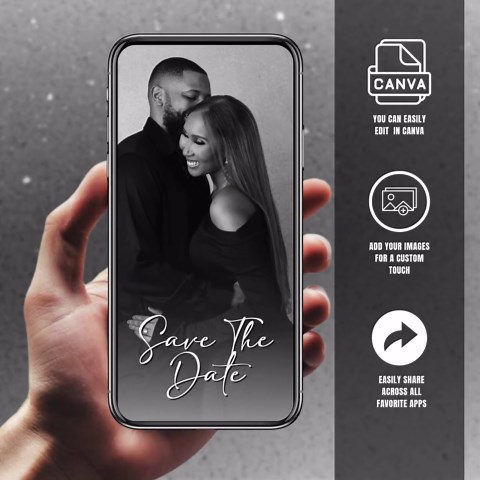 Digital Save the Date Template, Minimalist Wedding Save the Date Calendar, Photo Save the Date Video Invitation, Editable Template Download - Etsy