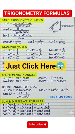 Top Trigonometry Formulas You MUST Know! 😱🔥 | Maths Exam Hack #mathematics