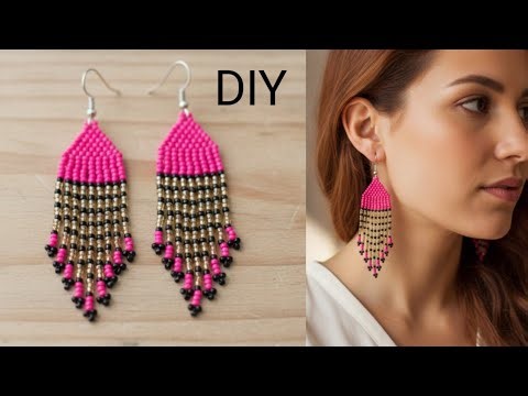 Beaded earrings tutorial// DIY beaded earrings tutorial// diy earrings