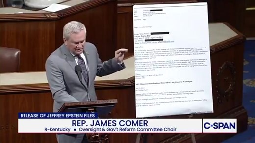 Eric Daugherty @EricLDaugh 🚨 BRUTAL moment as Rep. James Comer goes on the House floor and reads the ENTIRE email where Hakeem Jeffries' team begged Jeffrey Epstein for money. “Let’s read it. 'To Jeffrey Epstein.' That's the REAL Jeffrey Epstein, not Jasmine Crockett's." 🤣🔥 | Texans For Arizona's New Immigration Law