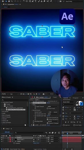 NO Plugin! MULTICOLOR SABER EFFECT in After Effects #shorts