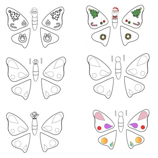 Butterfly Papercraft Template Printable | Coloring Page Butterfly Craft for Kids | Christmas & Plain Butterfly PDF Download - Etsy