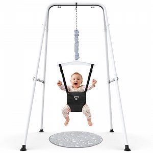 G TALECO GEAR Baby Jumper with Stand, Portable Baby Bouncers and Jumpers with Floor Mat, Jumper for Baby Boys/Girls 6-24 Months, Black