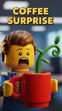 LEGO Coffee Fail! ☕️ Mutant Plant Office Chaos (Stop Motion Animation) #Shorts