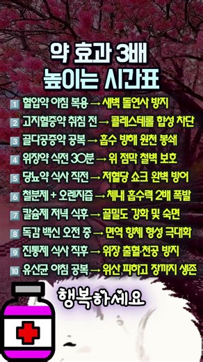 "약 먹는 시간만 바꿔도 효과가 3배 올라갑니다!" 의사들이 강조하는 알약별 골든타임 10가지