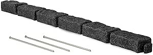Beuta Landscape Edging | Garden Edging Border | Faux Stone Bricks for Lawn Edging, Flower beds, Pathways & Yard Edging– 1 Pack | Each Section Has 6 Bricks 48" L x 4" W x 2.25" H | 3 Spikes |Charcoal