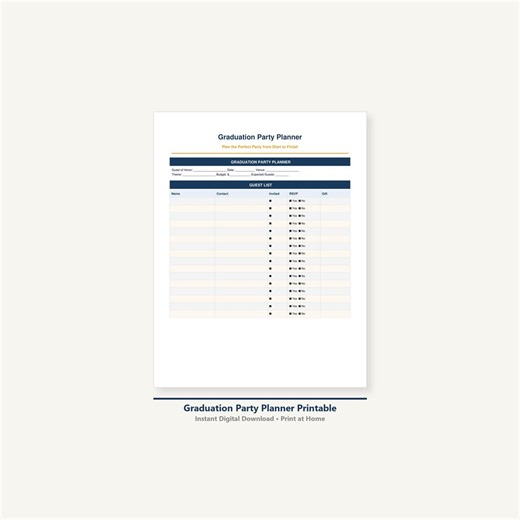 Graduation Party Planner Printable | Guest List | Budget Tracker | Party Checklist - Etsy