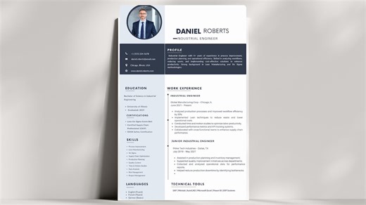 Industrial Engineer Resume Template | ATS Friendly CV, Lean Six Sigma (word, Canva) - Etsy