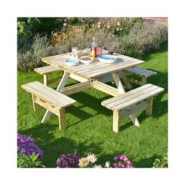 Rowlinson Square 8 Seater Picnic Table, Seats Up to Eight People