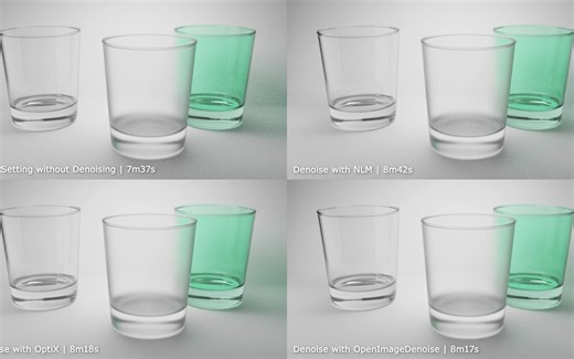 Blender 降噪比较 - NLM vs OptiX vs OpenImageDenoise