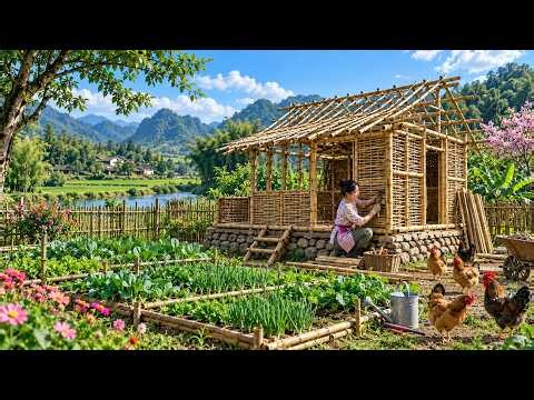 She Built a Bamboo House by Herself | Peaceful Countryside Life