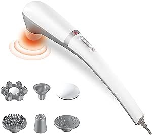Luyao Handheld Neck & Back Massager with Heat - Percussion Massage Wand for Deep Tissue and Heat Therapy
