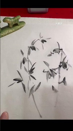 水墨画『四君子【蘭】』描き方講座チラ見せ #inkpainting #japan #timelapse #水墨画
