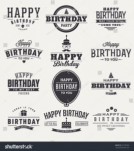 Typographic Happy Birthday Themed Label Design Stock Vector (Royalty Free) 257296966 | Shutterstock
