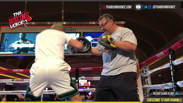 JOJO DIAZ; SHOWS OFF HIS SHADOW BOXING SKILLS LEADING UP TO HIS FIGHT ON THE CANELO JACOBS CARD