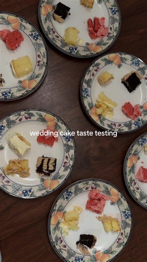 wedding cake taste testing 🍰💍💌 #weddingcake #weddingcaketasting #2026bride #2026wedding #weddingplanning