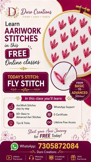 100% FREE Online Class/Aari Work Beginners Must Watch This/Daily Aari Stitch Tutorials