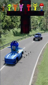 McQMonstr police & groot & mcqueen box man & jackson vs spike bollard in beamNG.drive