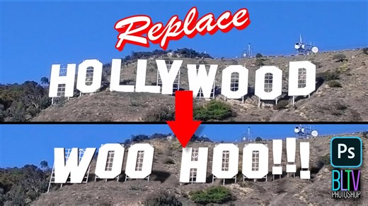 Photoshop: Replace the Hollywood sign with your own text!