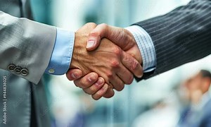 Close-up of a firm handshake between two business professionals
