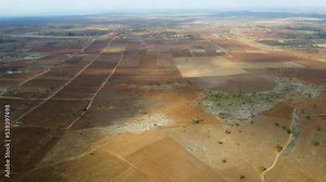 Drone view of the rural kenya. Drought crisis in kenya - climate change in kenya