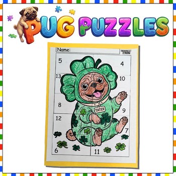 Math Addition Practice Cut, Paste & Color Spring Pug Shamrock Leprechaun 1st 2nd