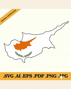 Cyprus Flag Map Silhouette: National Vector (Digital Download)