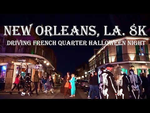 New Orleans at Night - 8K Ultra HD - Relaxing Drive in the French Quarter on Halloween
