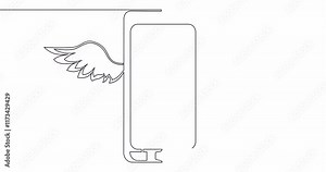 Self drawing line animation Speed mobile phone Abstract wings Smartphone continuous one single line drawn concept video