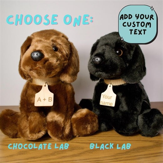Personalized Labrador Plush, Laser Engraved Collar - Etsy