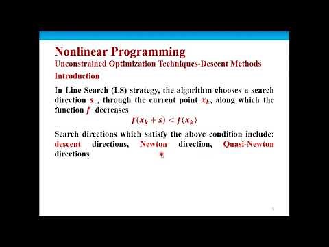 Nonlinear Programming (Unconstrained Optimization [Descent Methods] - 1): Optimization #10.1 |ZC OCW