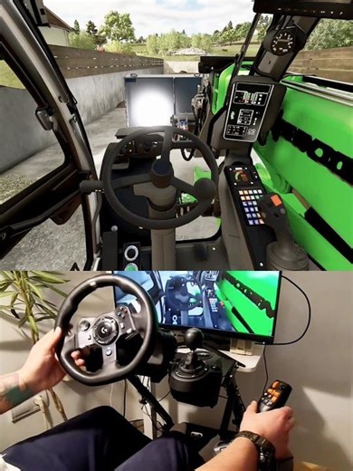 FS25 Sennebogen telehandler loading silage Thrustmaster Farmstick Steering Wheel #dkgc #farming