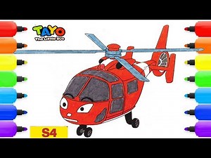 How To Draw Air, The Brave Helicopter | Tayo The Little Bus Coloring Pages Season 4