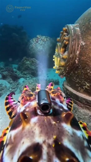 Flamboyant Cuttlefish POV: Custom Micro-Camera Reveals a Stunning Camouflage Display