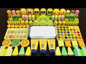 Yellow Slime | Mixing Makeup and Glitter into Slime ASMR! Satisfying Videos #5