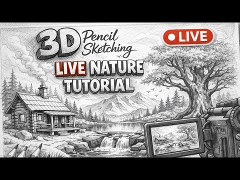 Nature 3D Pencil Sketching LIVE | Realistic Drawing Tutorial। please support 🙏