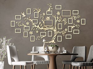 Wooden Family Tree with 23 Picture Frames | 68travel