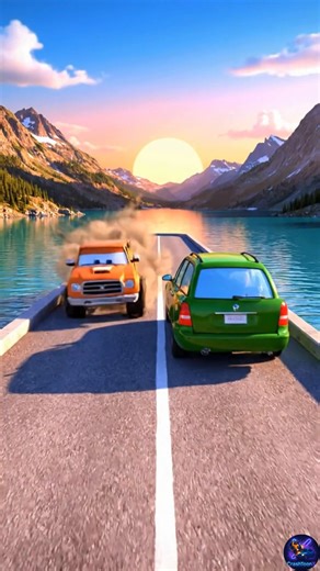 4.1K views | Looks peaceful… then the road gets tight  This Lake Road Car Crash delivers a sudden animated impact on a scenic causeway — bright visuals, playful deformation, pure virtual fun. #LakeRoadCarCrash #CartoonCarCrash #CarCrashAnimation #viralreels #reels #trending #cars | CrashtoonX | Facebook