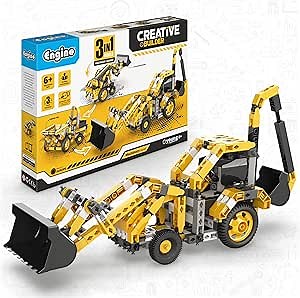 Engino Creative Builder, Backhoe Loader- 3-in-1, Building Toys for Kids 6+, Gifts for Boys & Girls, Learning & Education Toys, STEM Kit, Creative STEM Projects, Engineering Kit
