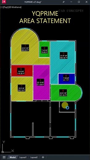 1 Click Area Statement YQPRIME #AutoCAD
