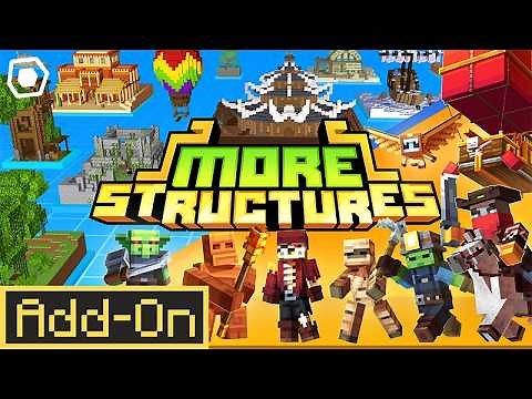 MORE STRUCTURES ADDON: 30 New Structures Added to Your Minecraft World!
