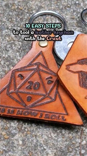 10 EASY STEPS to tool a leather keychain with the Cricut 💡✂️ #craft #cricut #shorts