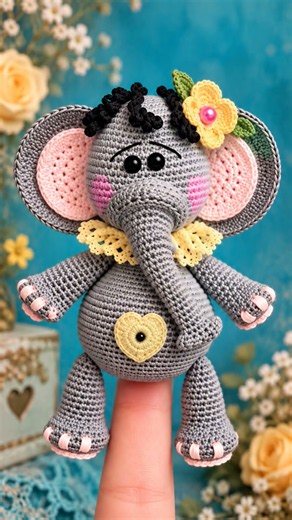 Finger / Pencil Puppet Little Elephant – Crochet Pattern PDF #shorts #shortvideo #shortsfeed