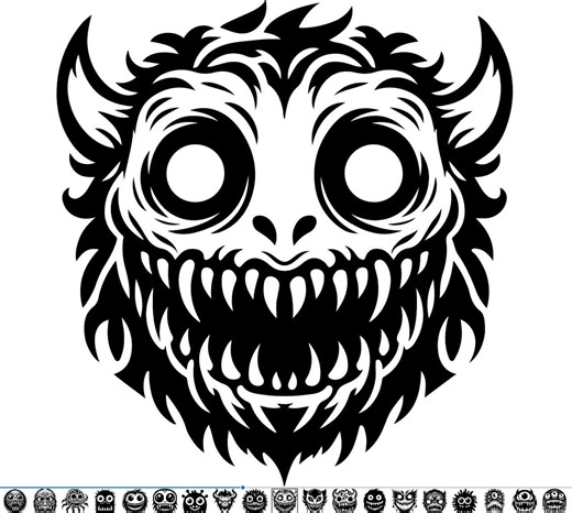 Monster Face SVG Bundle | 60 Scary & Funny Creature Designs | Halloween, Horror, Cartoon, Cricut and Laser Cut - Etsy