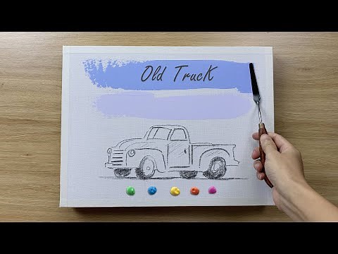 Daily challenge #110 / Acrylic / Old Red Truck Painting