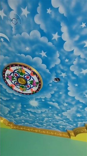Sky Ceiling Painting Tutorial | Cloud & Star Design for Home Decoration #viral #ceiling #design #art